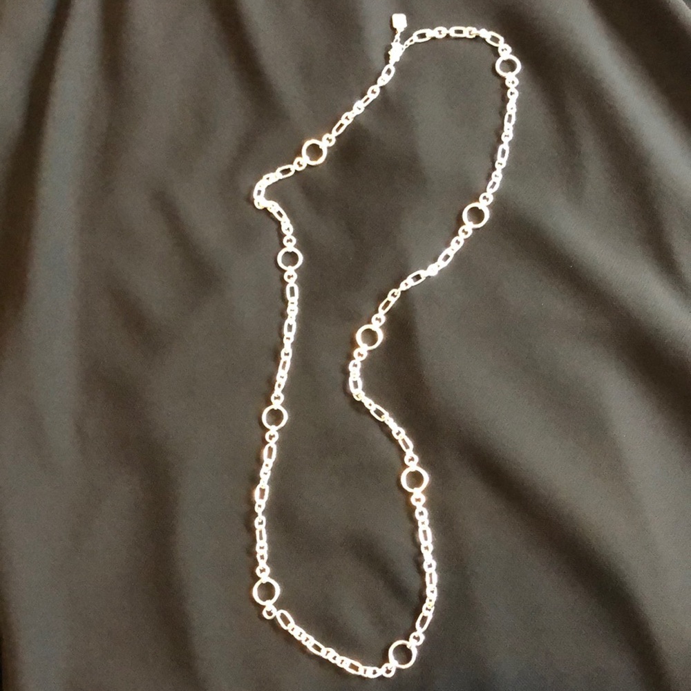 CHAPS classic silvertone necklace long. Adjustable. In perfect condition. ~36 in